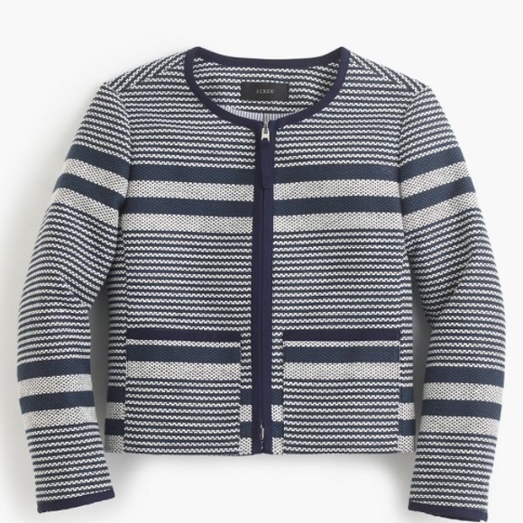 J. Crew Striped Navy Tweed Jacket - Picture 2 of 3